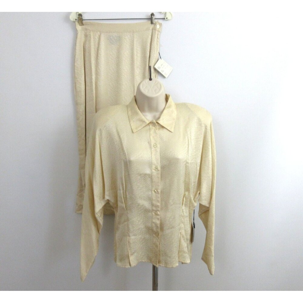 VTG 100% Silk Blouse & Skirt 2-Piece Set Sz 10 Sophisticates by Jonathan Martin